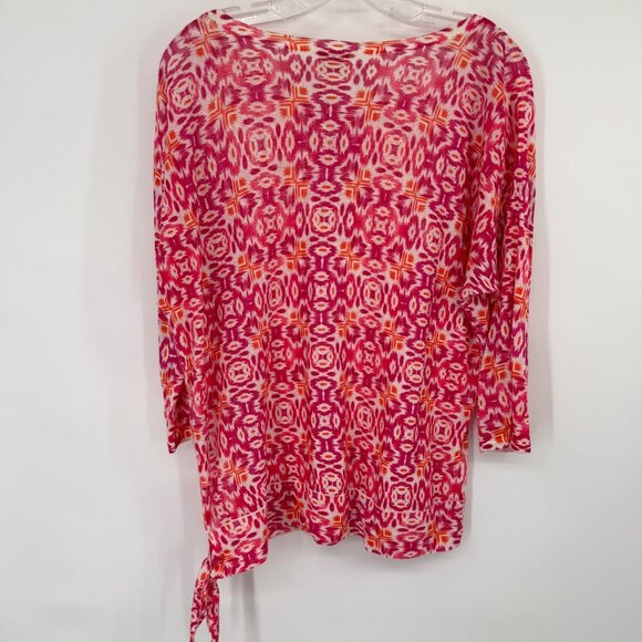 Chicos 1 Womens Pink  Orange Geometric Print sweater Tunic Top Size medium - Picture 11 of 12